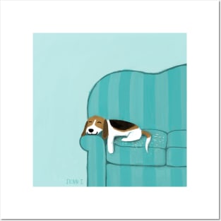 Happy Couch Dog | Cute Beagle Posters and Art